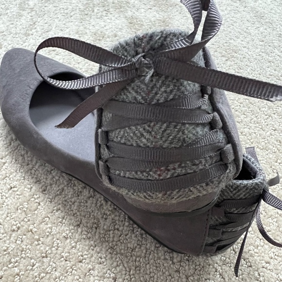 Ballet Flats Size 7.5. Grey suede with plaid detail. - Picture 2 of 5